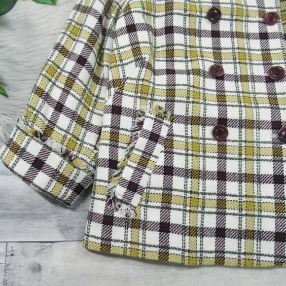 PENDLETON Plaid Tweed Jacket Double Breasted Fringe Trim Women’s Size 12 - Picture 5 of 10